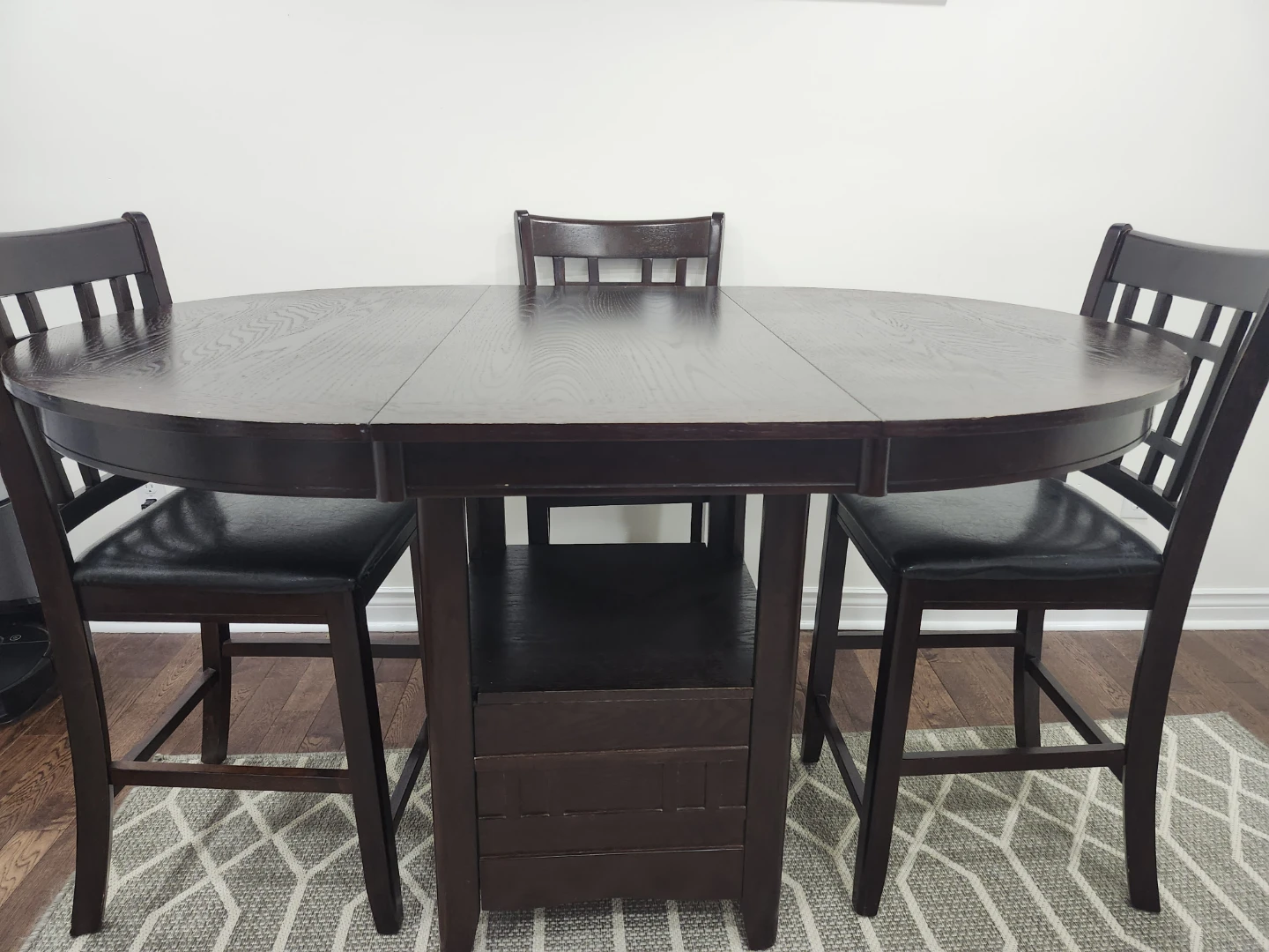 Dark Wood Round Dining Table w/ 4 Chairs - photo 2