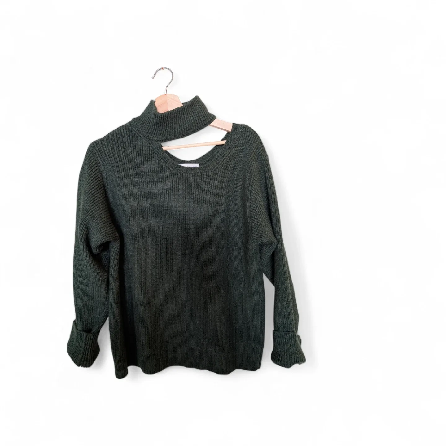 WAYF Green Knit Turtleneck Sweater-size large