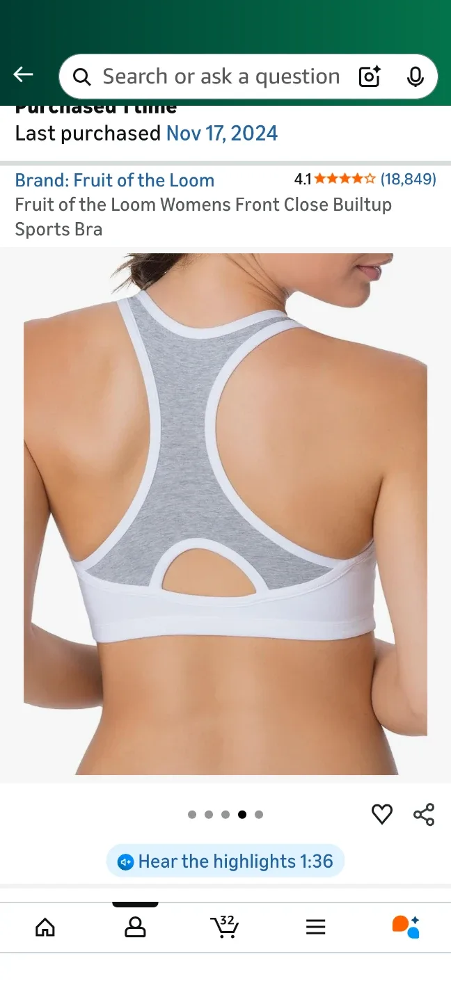 Fruit of the Loom Front Close Sports Bra - Size 34 #Cleanout image indicator(5)