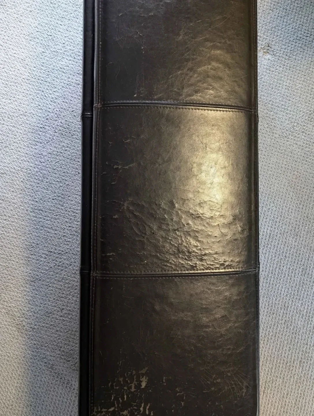 Black Faux Leather Storage Ottoman with Tray image indicator(2)