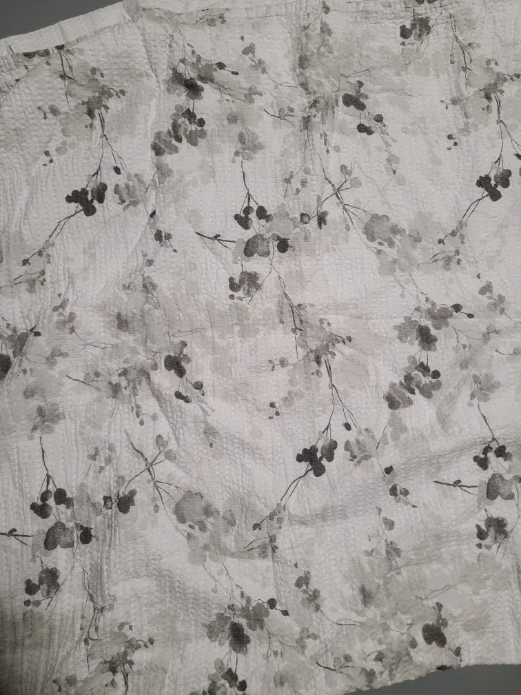 White and Grey Floral Patterned Shower Curtain, #cleanout