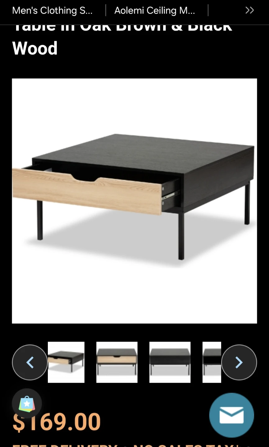 Baxton Studio Haben Coffee Table - Black/Oak Brown - photo 4