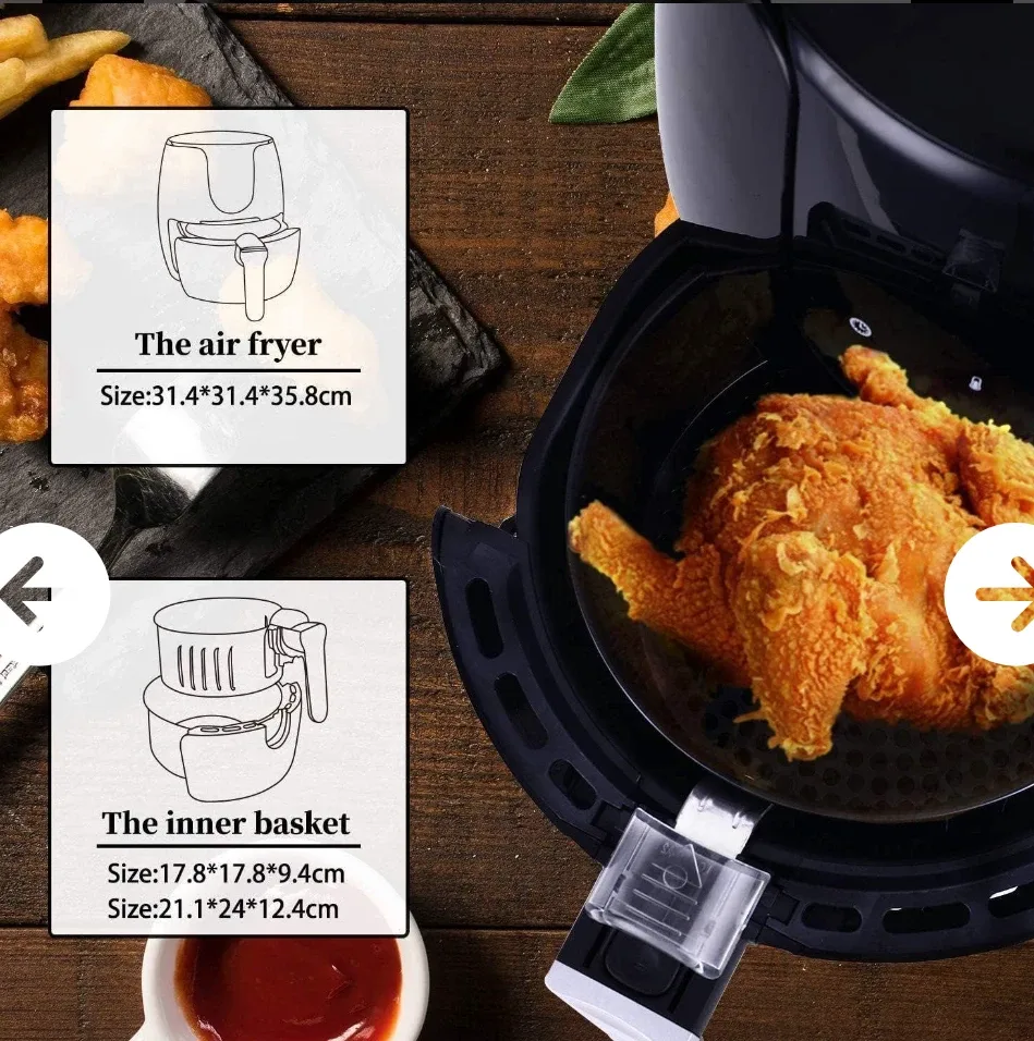 3.5L Air Fryer w/Adjustable Temps image indicator(7)