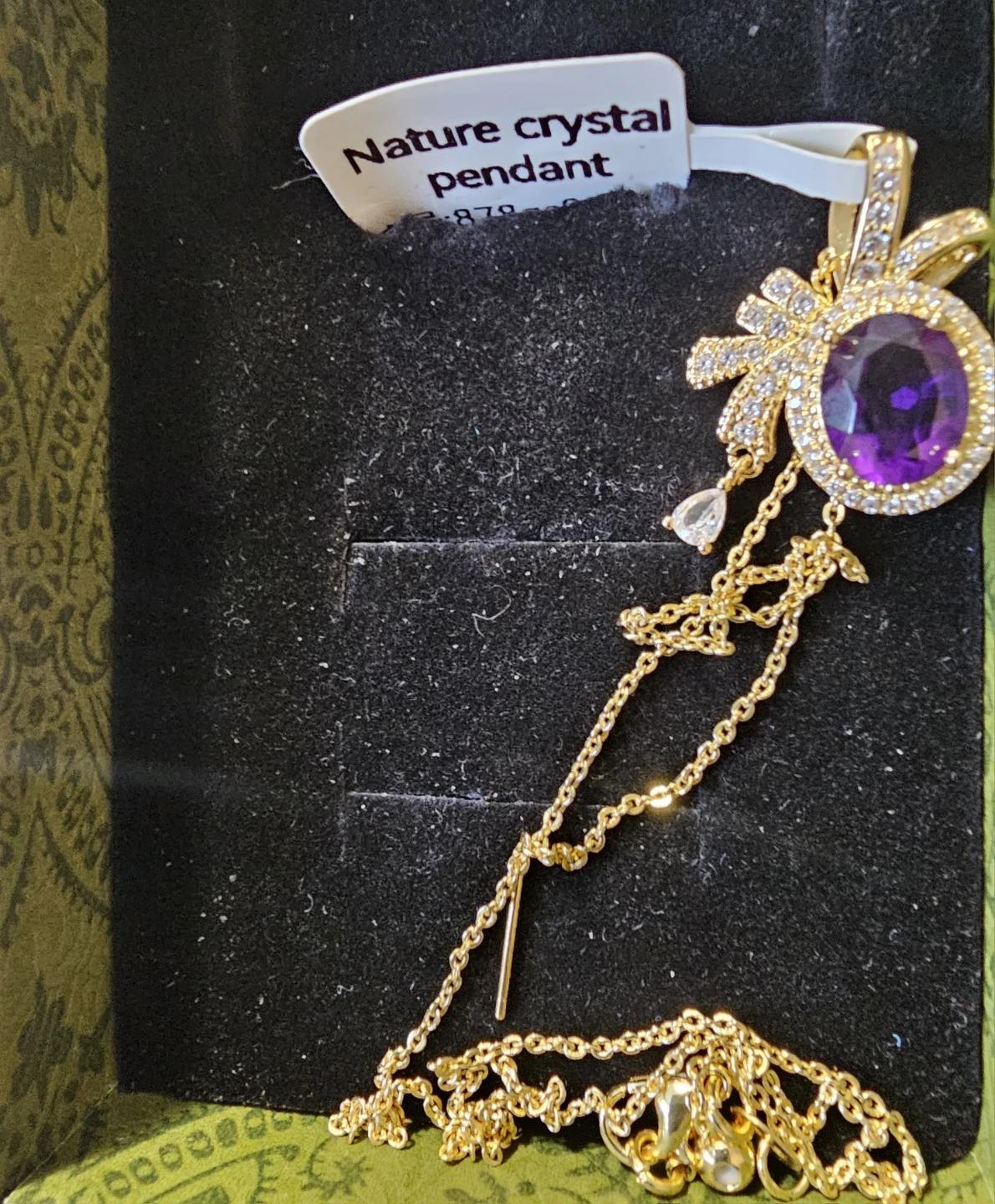 Nature Crystal Pendant Necklace,Amethyst stone