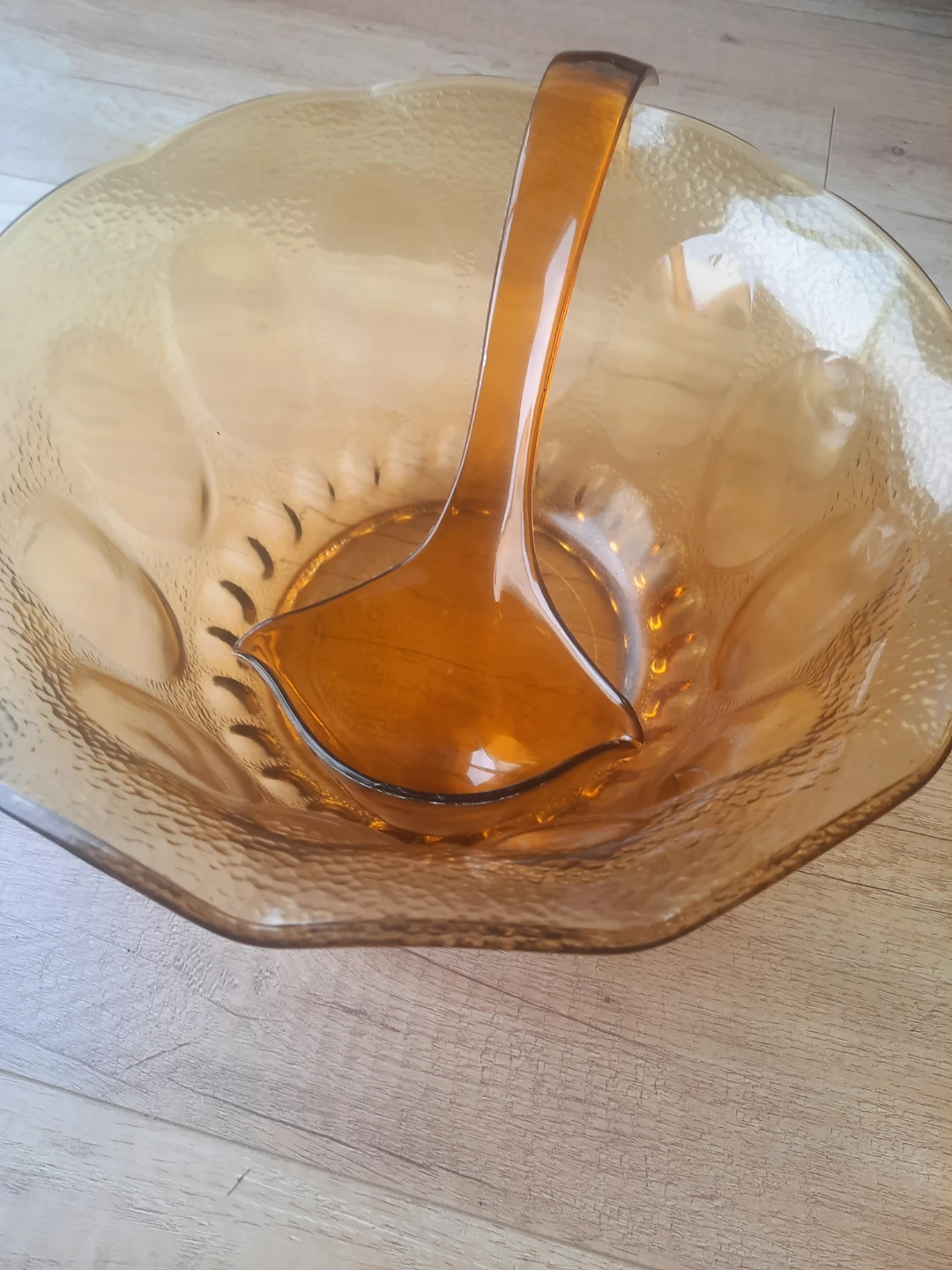 Vintage Amber Glass Punch Bowl Set - photo 2