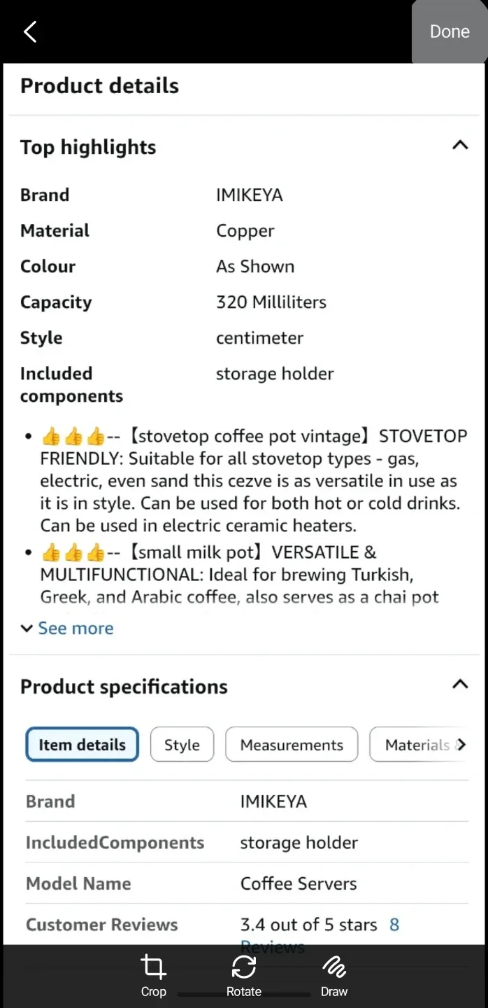 IMIKEYA Turkish, Greek Arabic Copper coffee Pot #Cleanout image indicator(5)