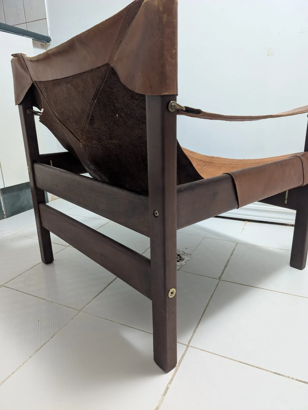 MCM Teak Leather Sling / Safari Chair - photo 4