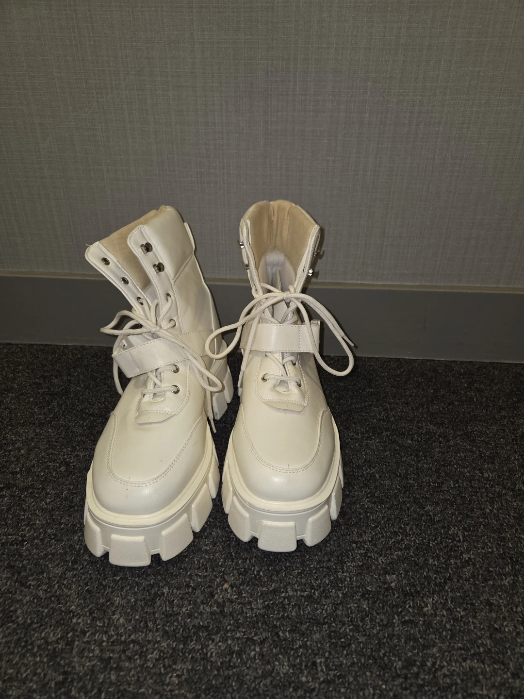 Public Desire White Platform Boots