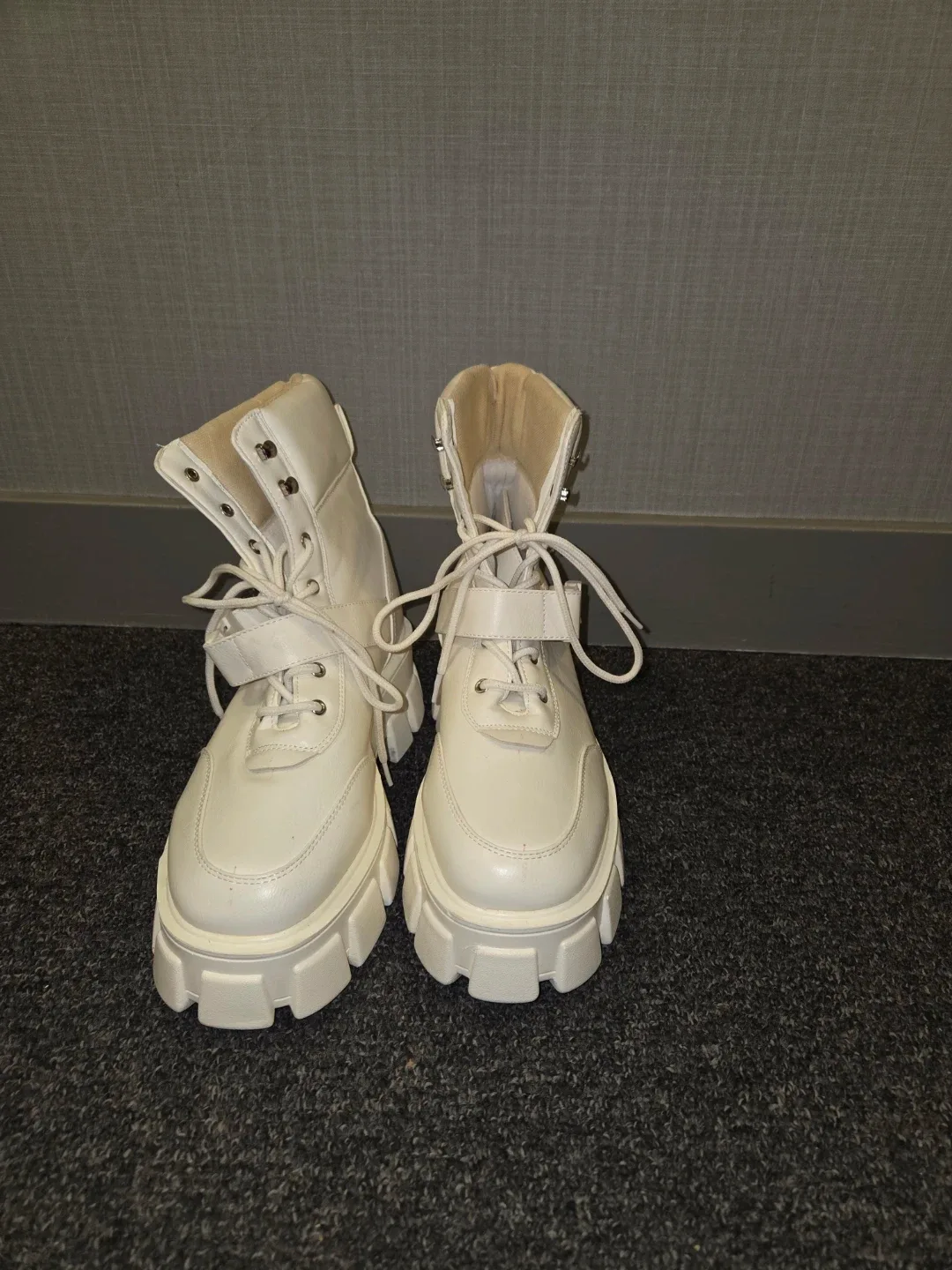 Public Desire White Platform Boots