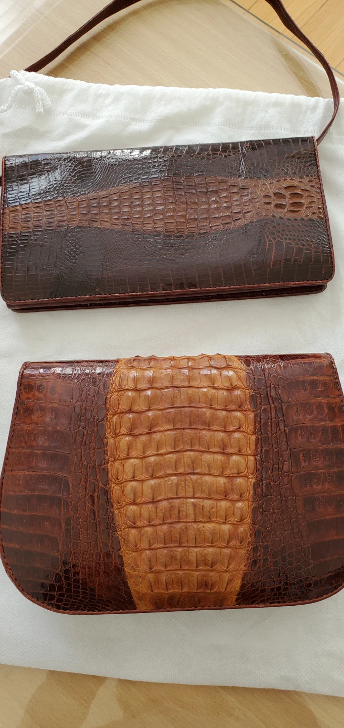 Genuine Brown Alligator Leather Shoulder Bag - photo 3