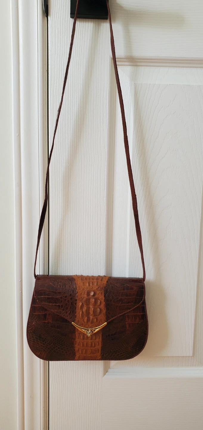 Genuine Brown Alligator Leather Shoulder Bag - photo 4