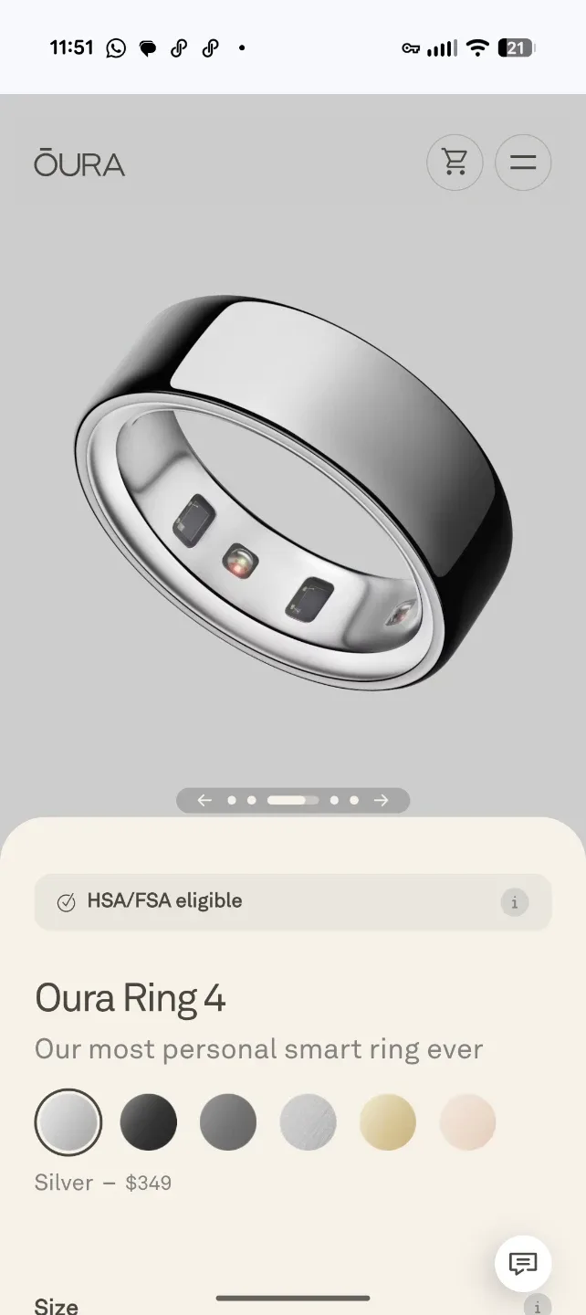 Oura Ring 4 Silver Size 8 - Sealed new in box! image indicator(4)