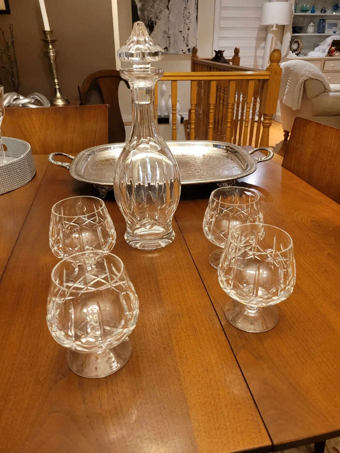 Crystal Decanter Set with Glasses and Tray