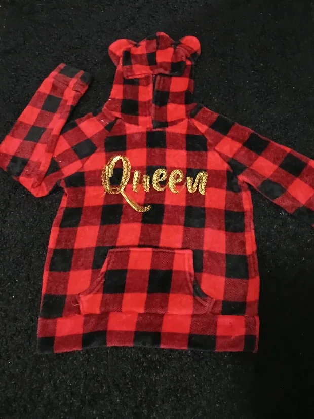 🍁Red & Black Plaid "Queen" Hoodie