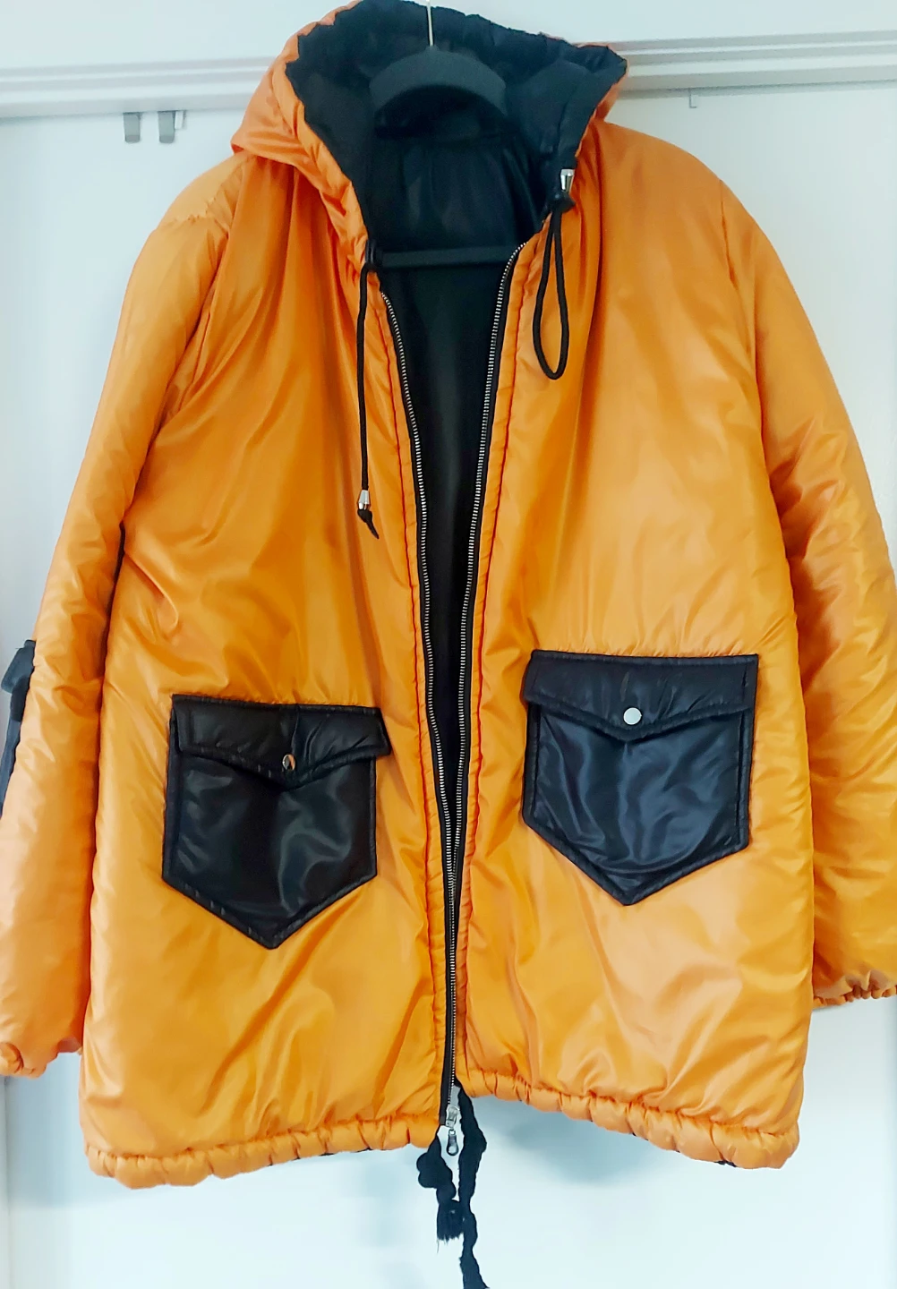 Reversible Fashion Puffer Jacket - Orange & Black 2xl - photo 2