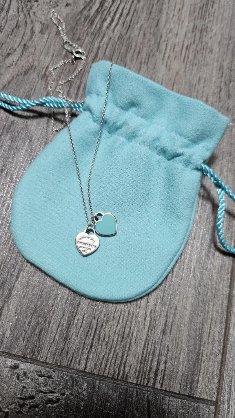 Tiffany & Co. Blue Double Heart Tag Pendant
