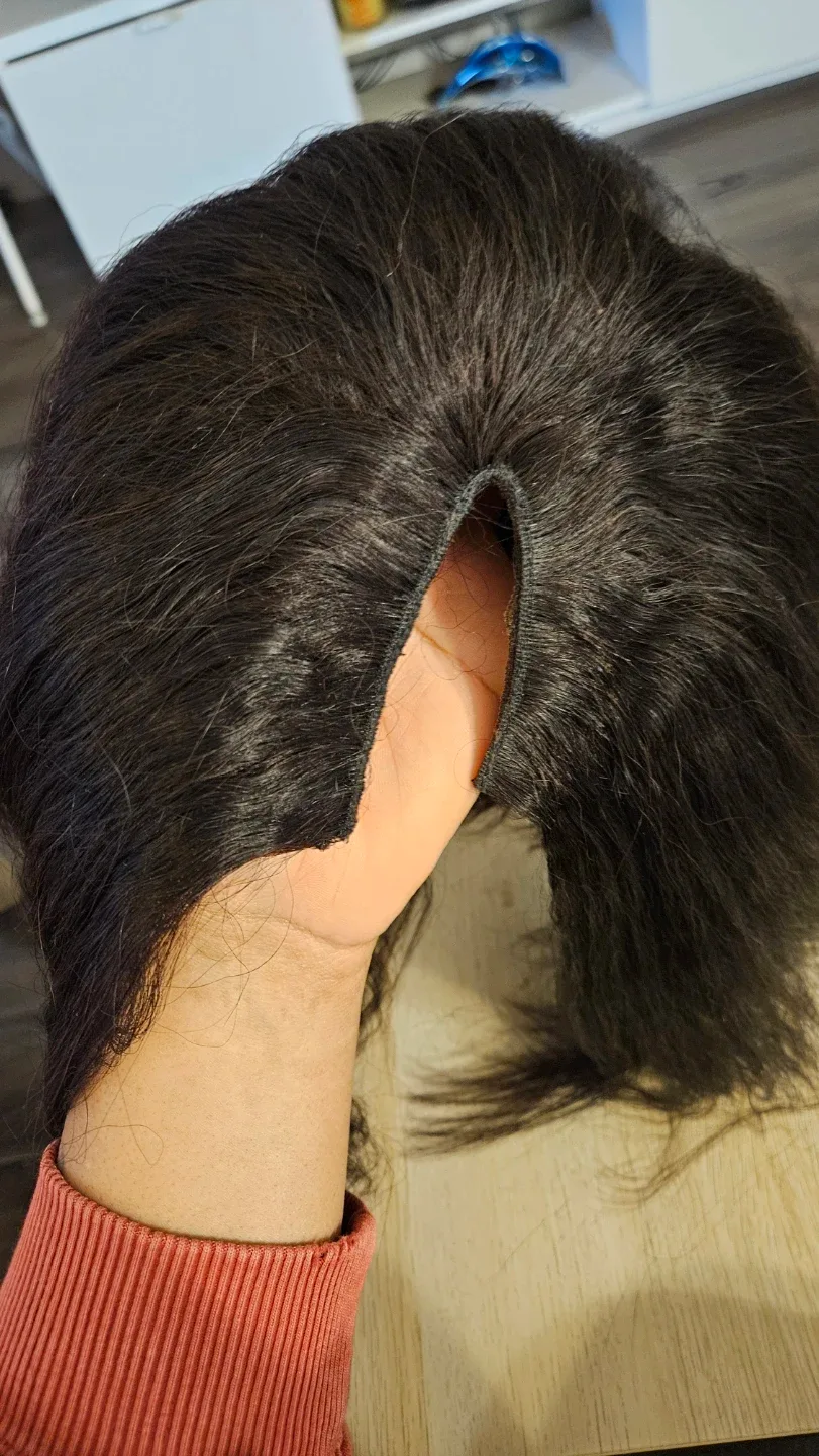 V Part Human Hair Wig - Black