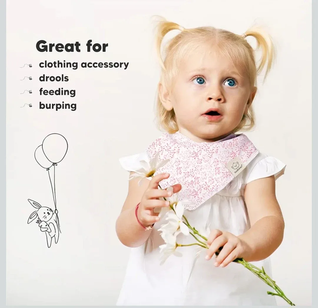 10-Pack Organic Baby Bandana Bibs - Organic Cotton Bandana ... image indicator(5)