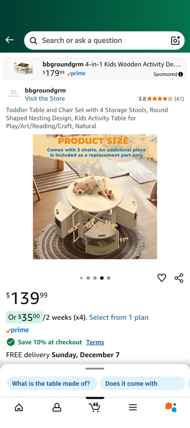 bbgroundgrm 4-in-1 Kids Wooden Activity Table image indicator(6)