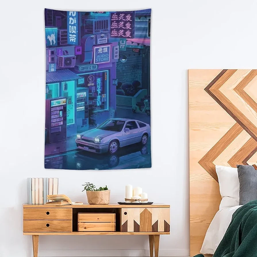 Tokyo Bustling Street/Cyberpunk Tapestry (60"x40")