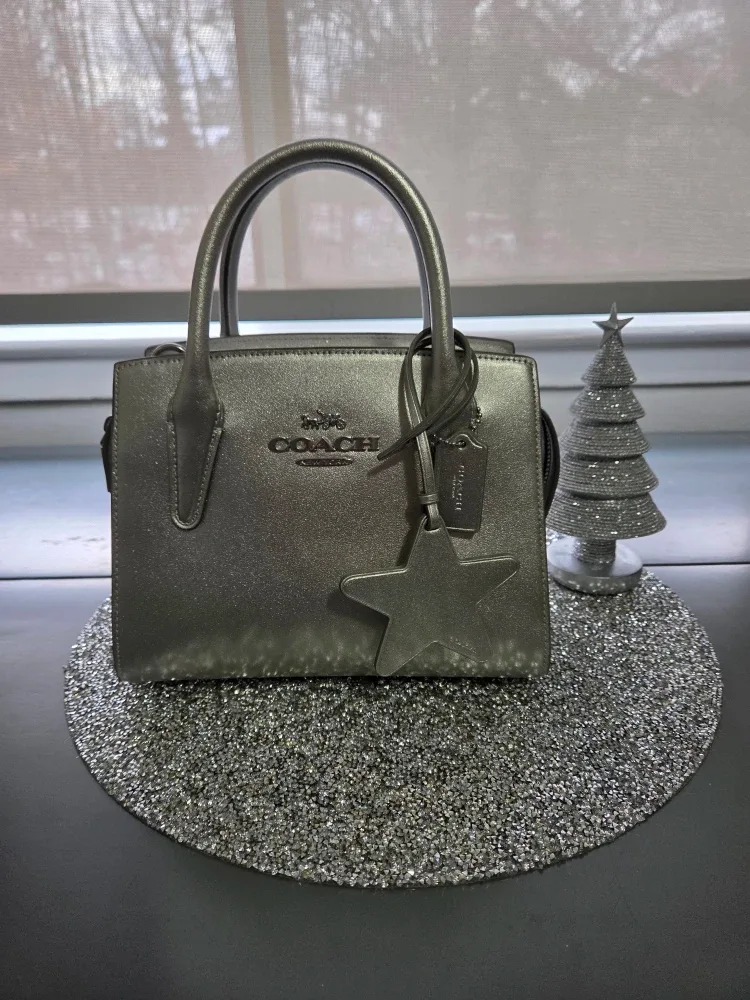 NWT - Coach Silver Metallic Andrea Carryall Handbag #Cleanout
