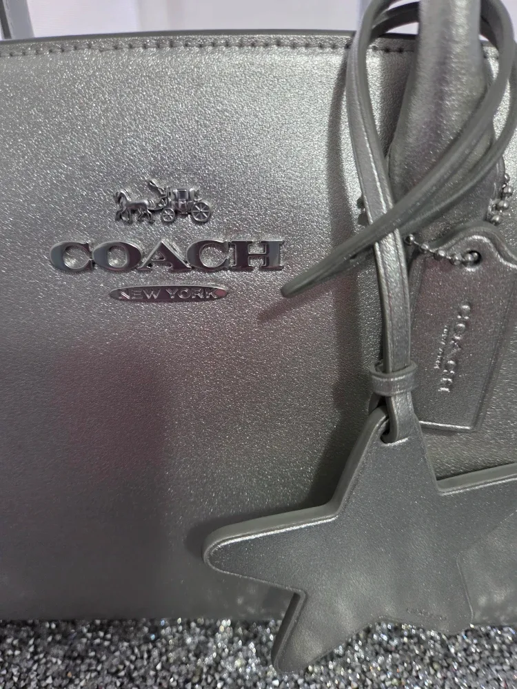 NWT - Coach Silver Metallic Andrea Carryall Handbag #Cleanout image indicator(2)