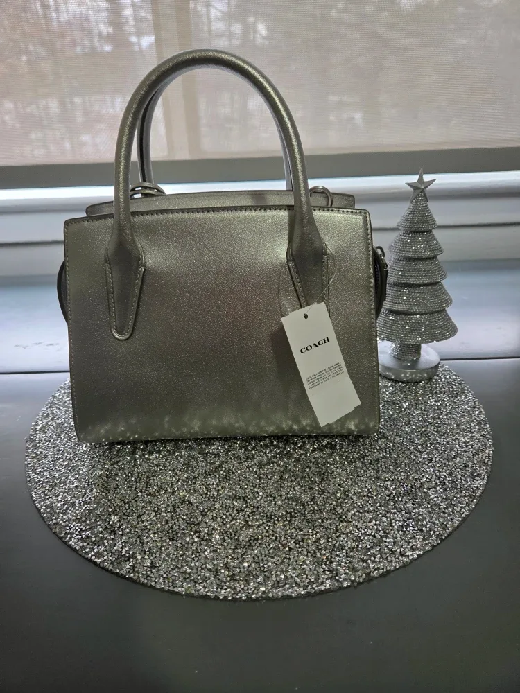 NWT - Coach Silver Metallic Andrea Carryall Handbag #Cleanout image indicator(4)