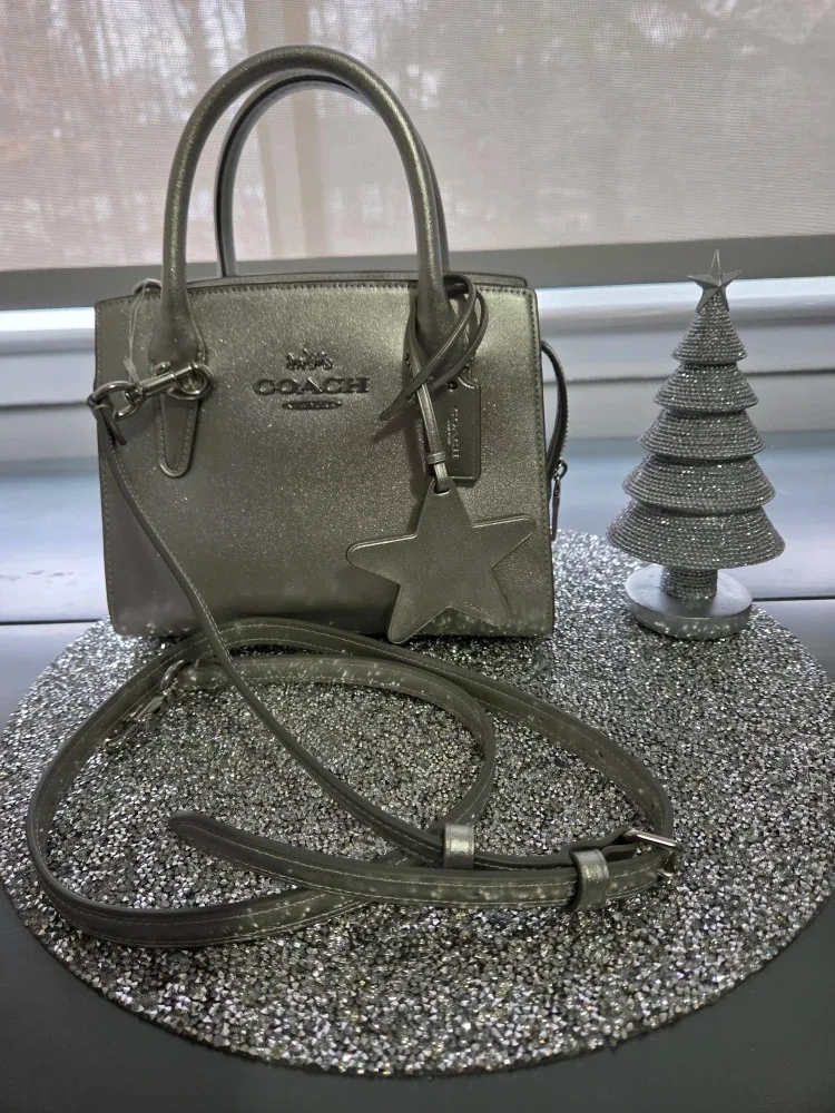 NWT - Coach Silver Metallic Andrea Carryall Handbag #Cleanout image indicator(5)