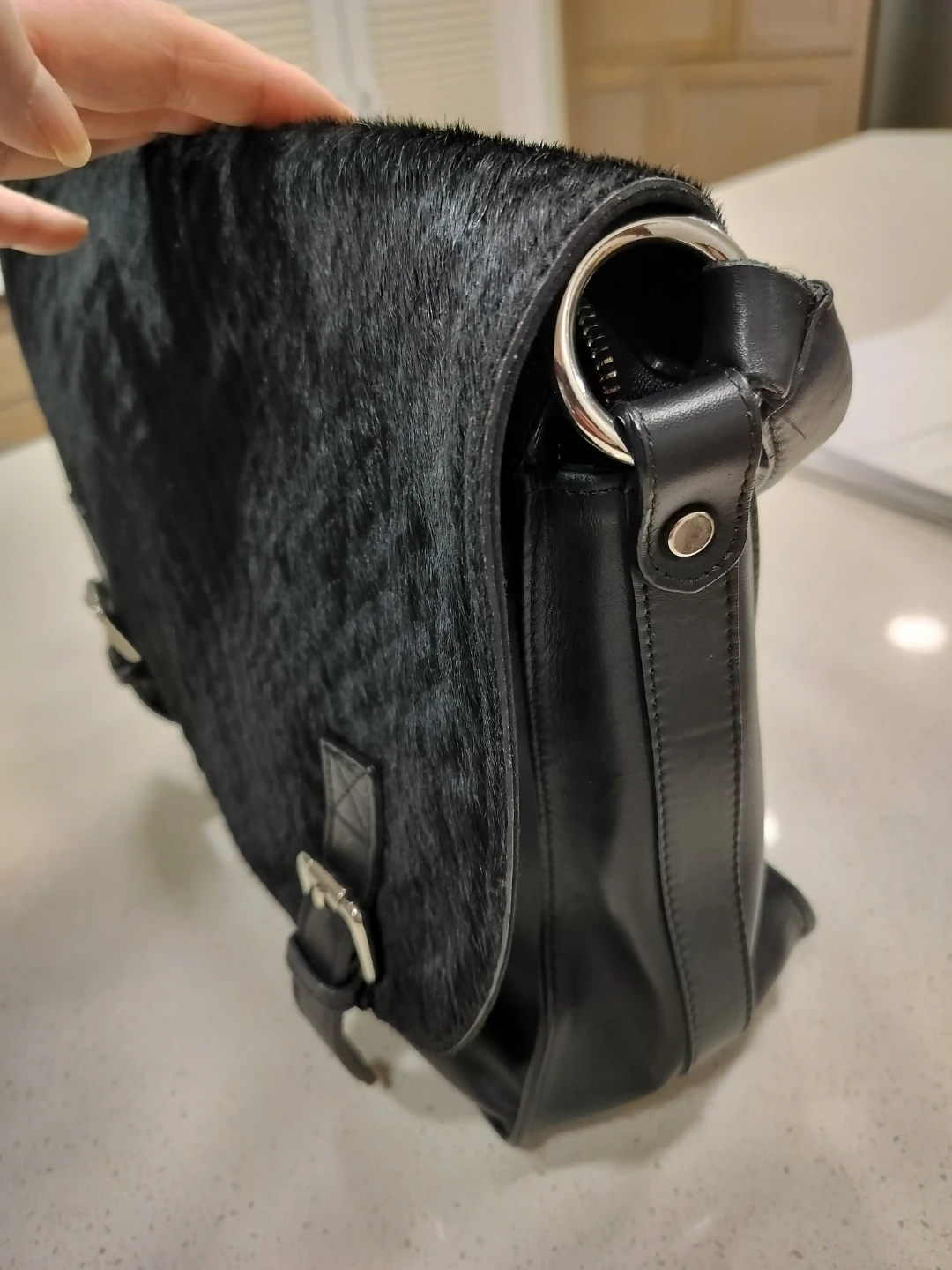 Genuine Leather Black Shoulder Bag - Made in Italy - photo 2