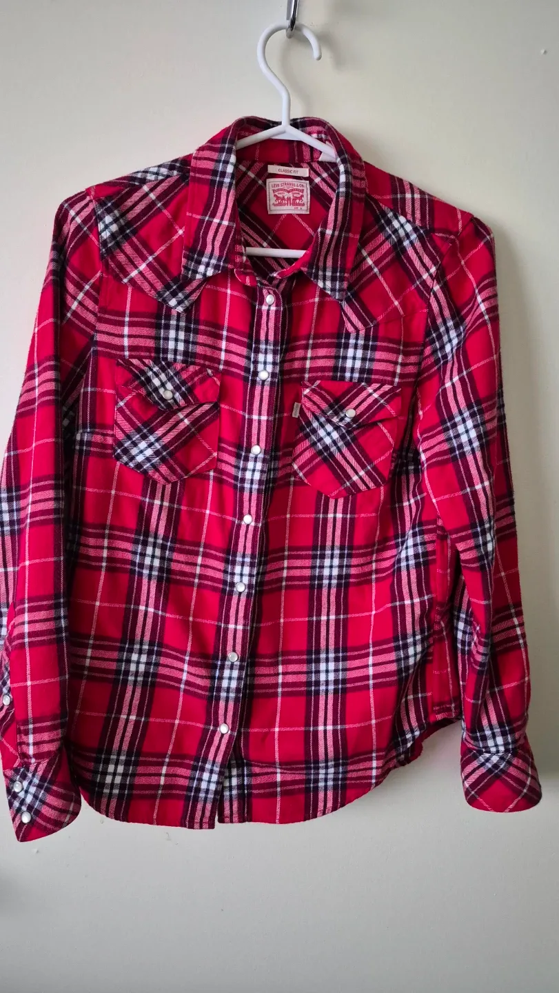 Levi Strauss & Co. Red Plaid Flannel Shirt - Size S