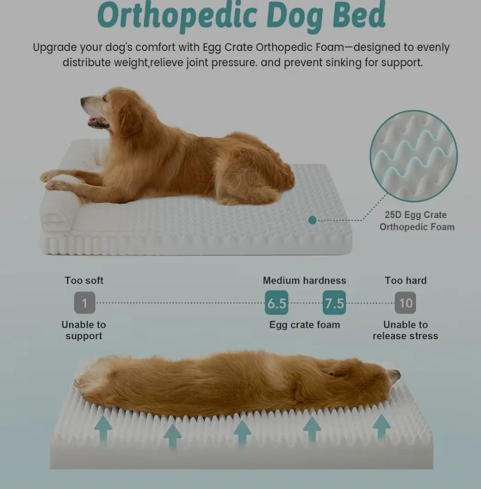 Cozy Kiss Orthopedic Dog Bed - Large, Cream #Cleanout image indicator(3)