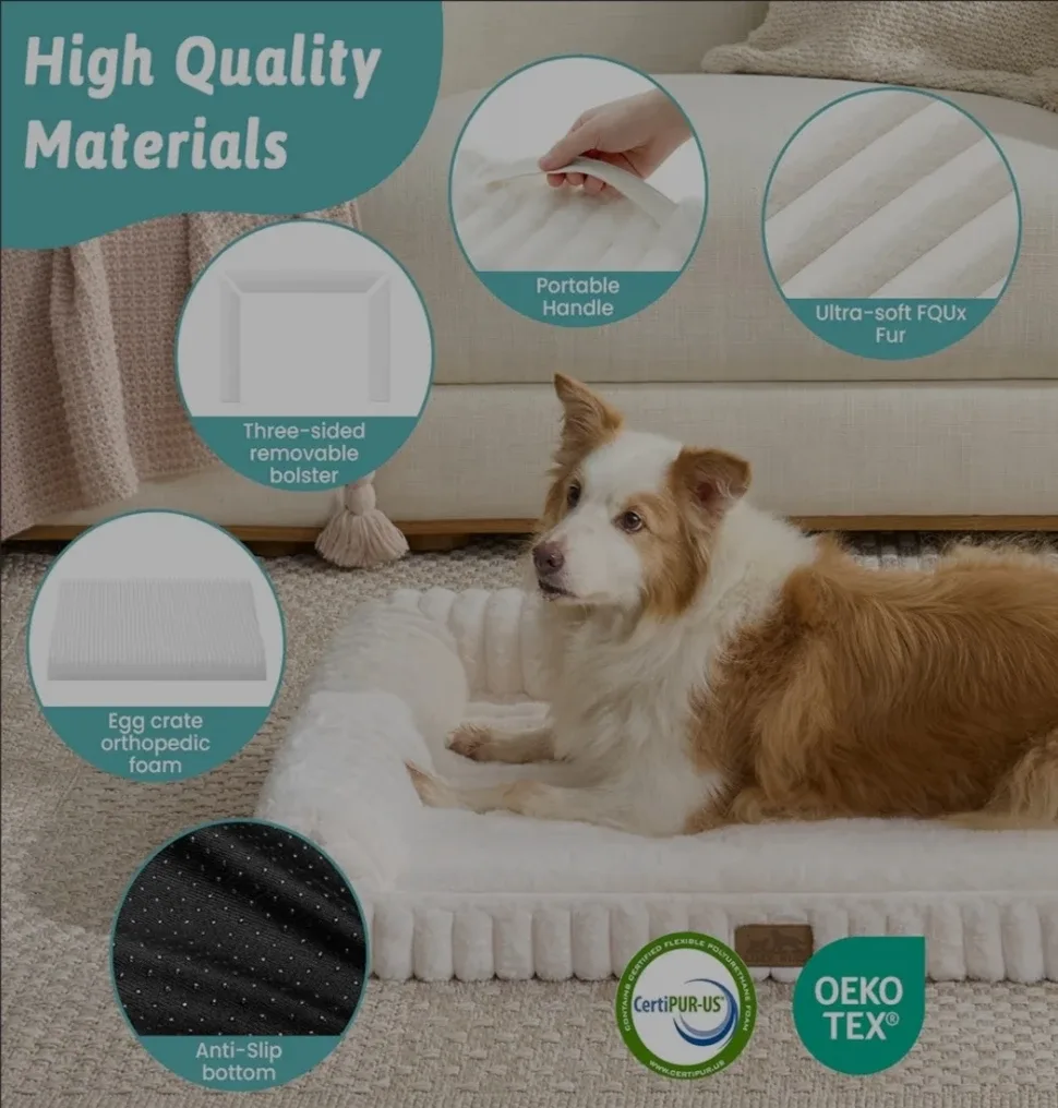 Cozy Kiss Orthopedic Dog Bed - Large, Cream #Cleanout image indicator(4)