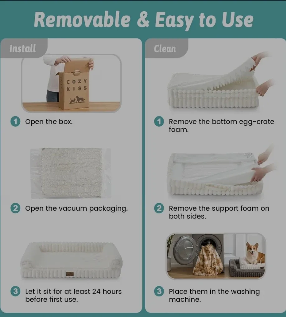 Cozy Kiss Orthopedic Dog Bed - Large, Cream #Cleanout image indicator(6)