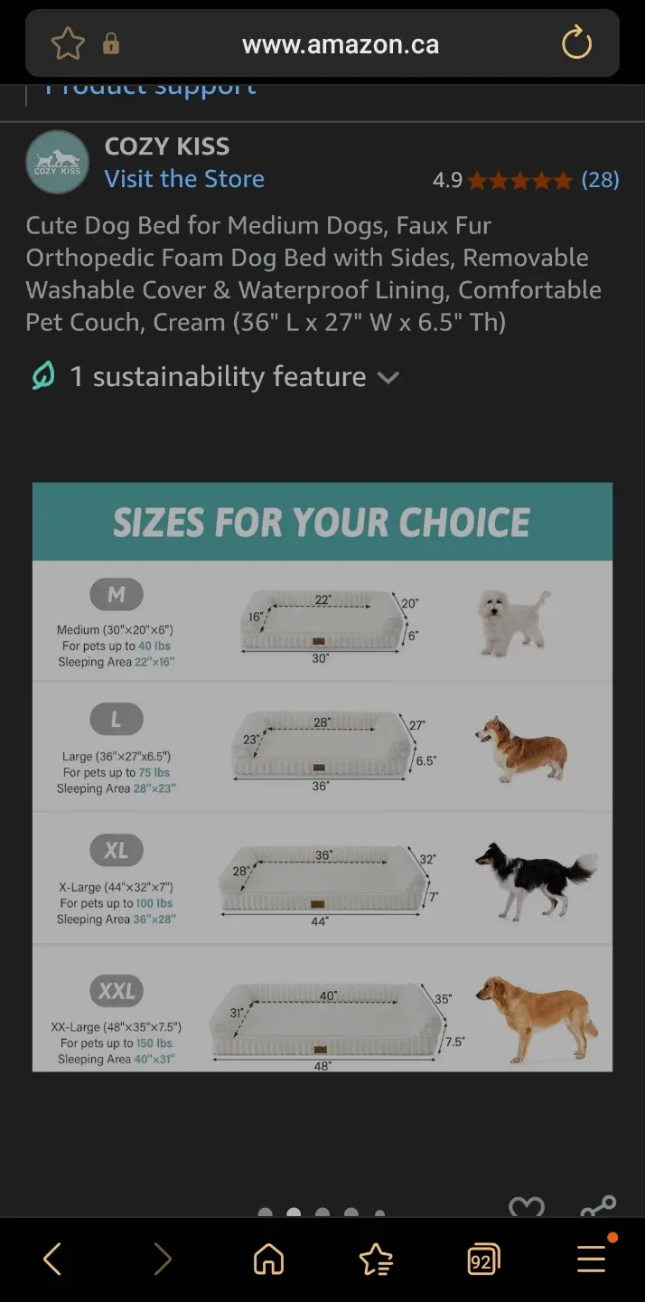 Cozy Kiss Orthopedic Dog Bed - Large, Cream #Cleanout image indicator(8)