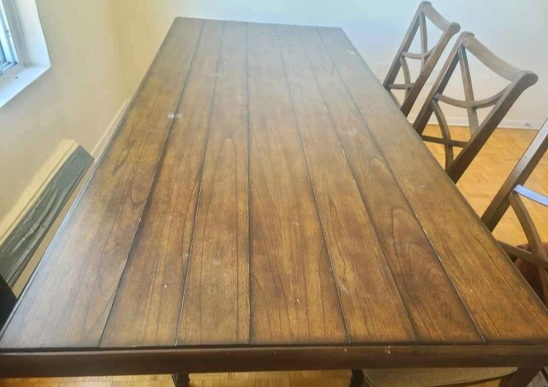 Dining Table with 6 Chairs - Dark Wood - photo 2