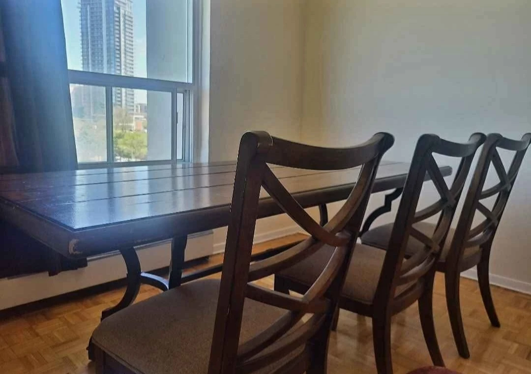 Dining Table with 6 Chairs - Dark Wood - photo 5