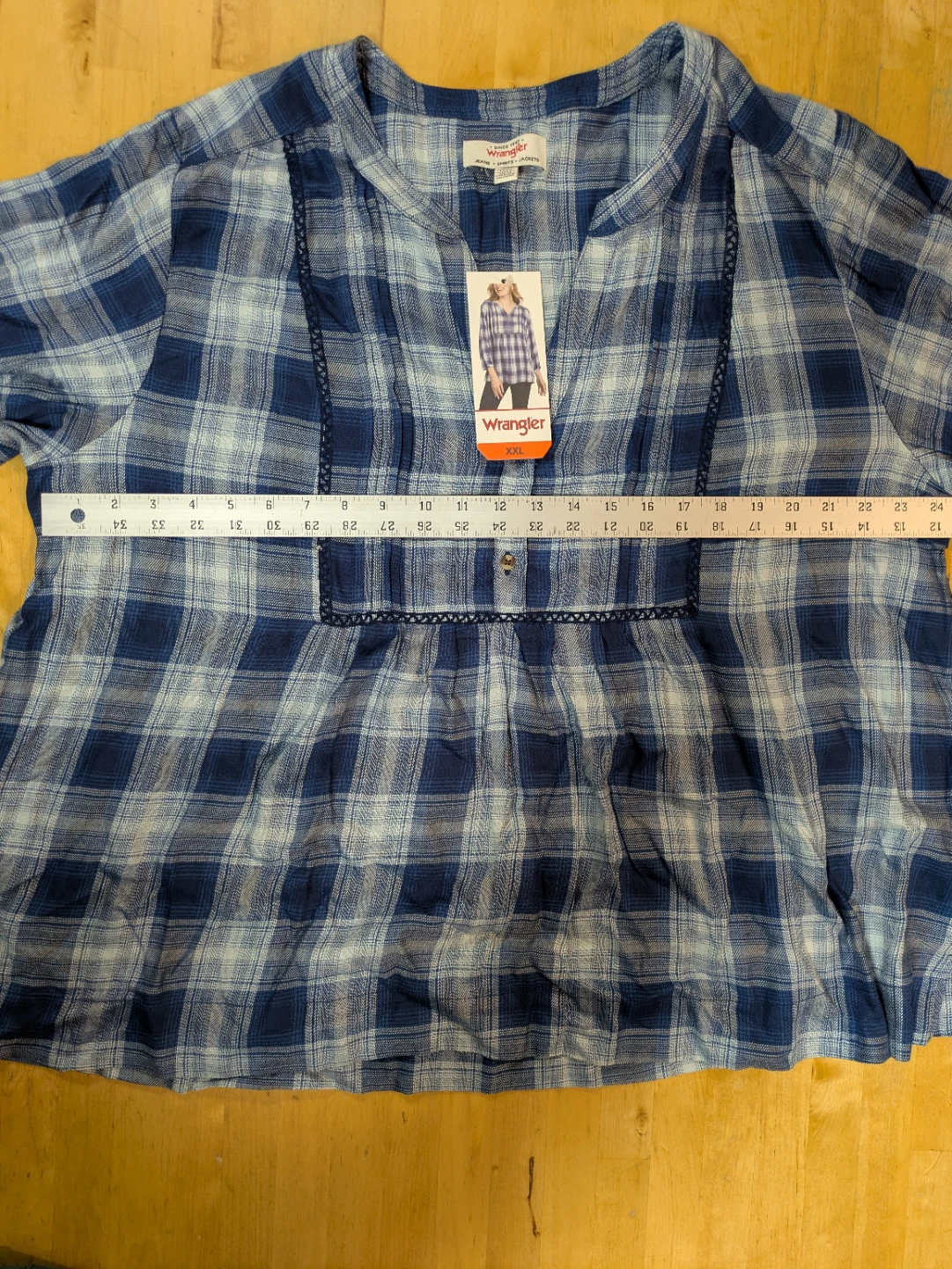 Wrangler XXL Blue Plaid Blouse - New with Tags!