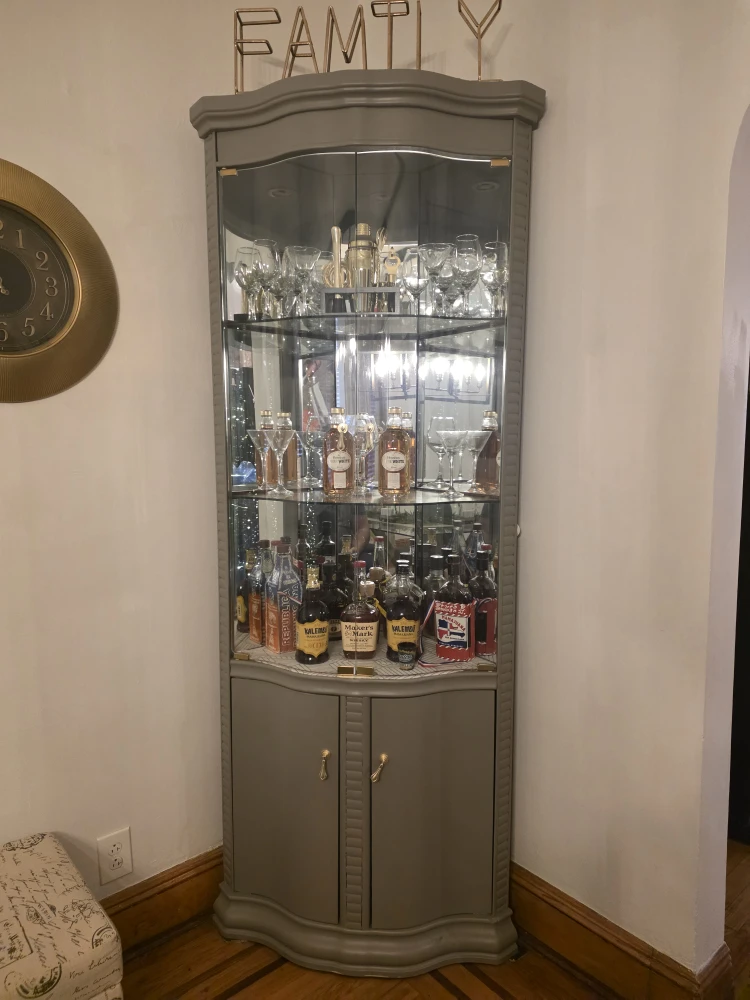 Corner Bar Cabinet - Gray
