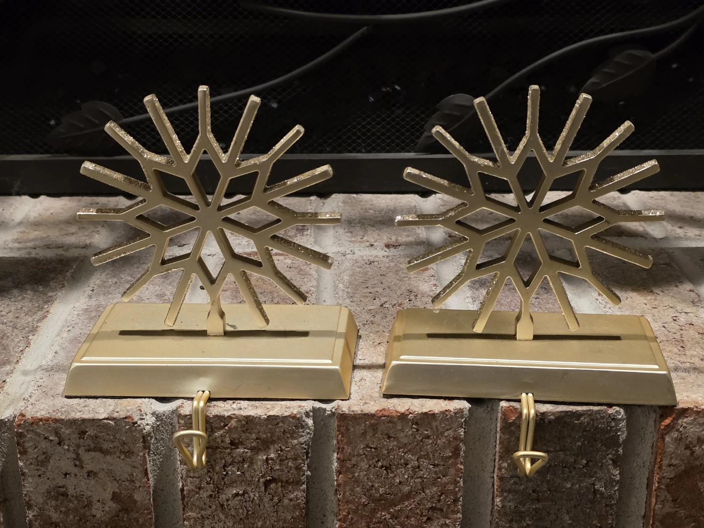 Gold Snowflake Stocking Holders (Set of 2)