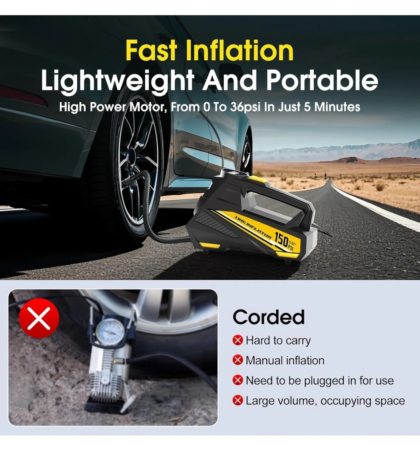 Tire Inflator Portable Air Compressor - photo 2