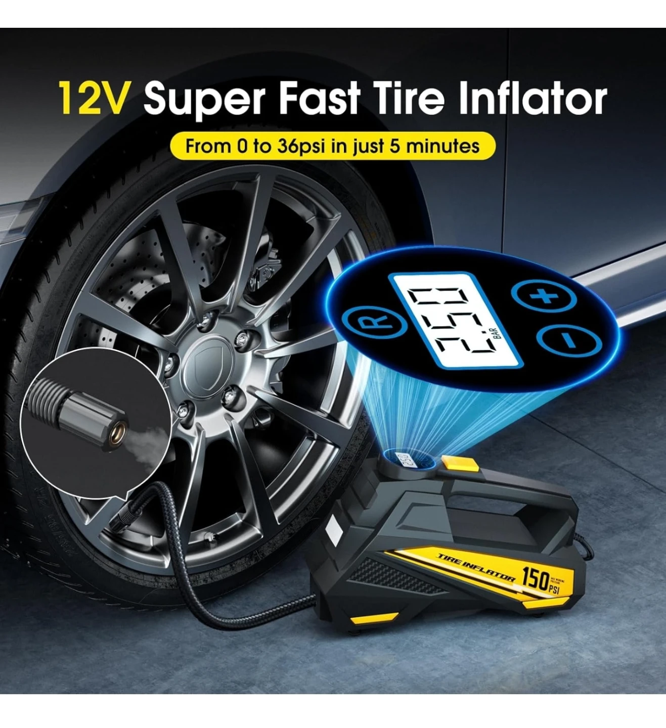 Tire Inflator Portable Air Compressor - photo 3