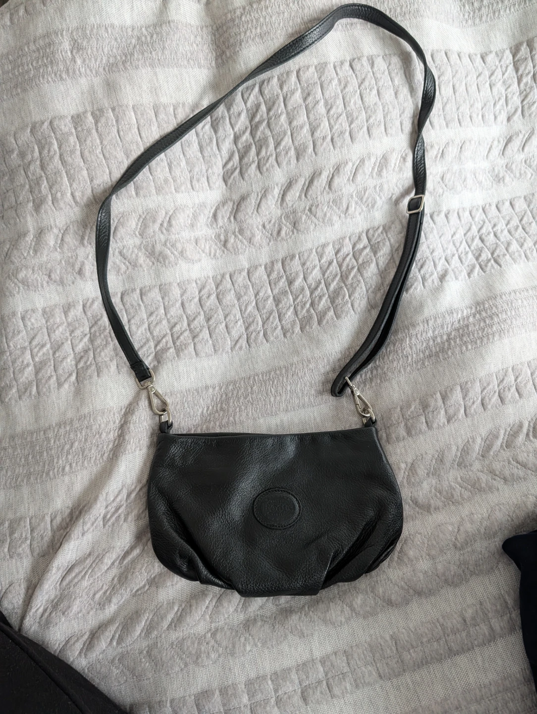 Roots Black Leather Crossbody Bag