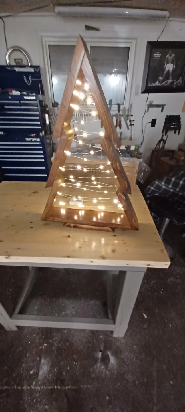 Handmade Wooden Christmas Tree with Lights - photo 2