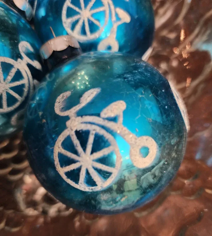 Vintage Blue Bicycle Christmas Ornaments image indicator(3)