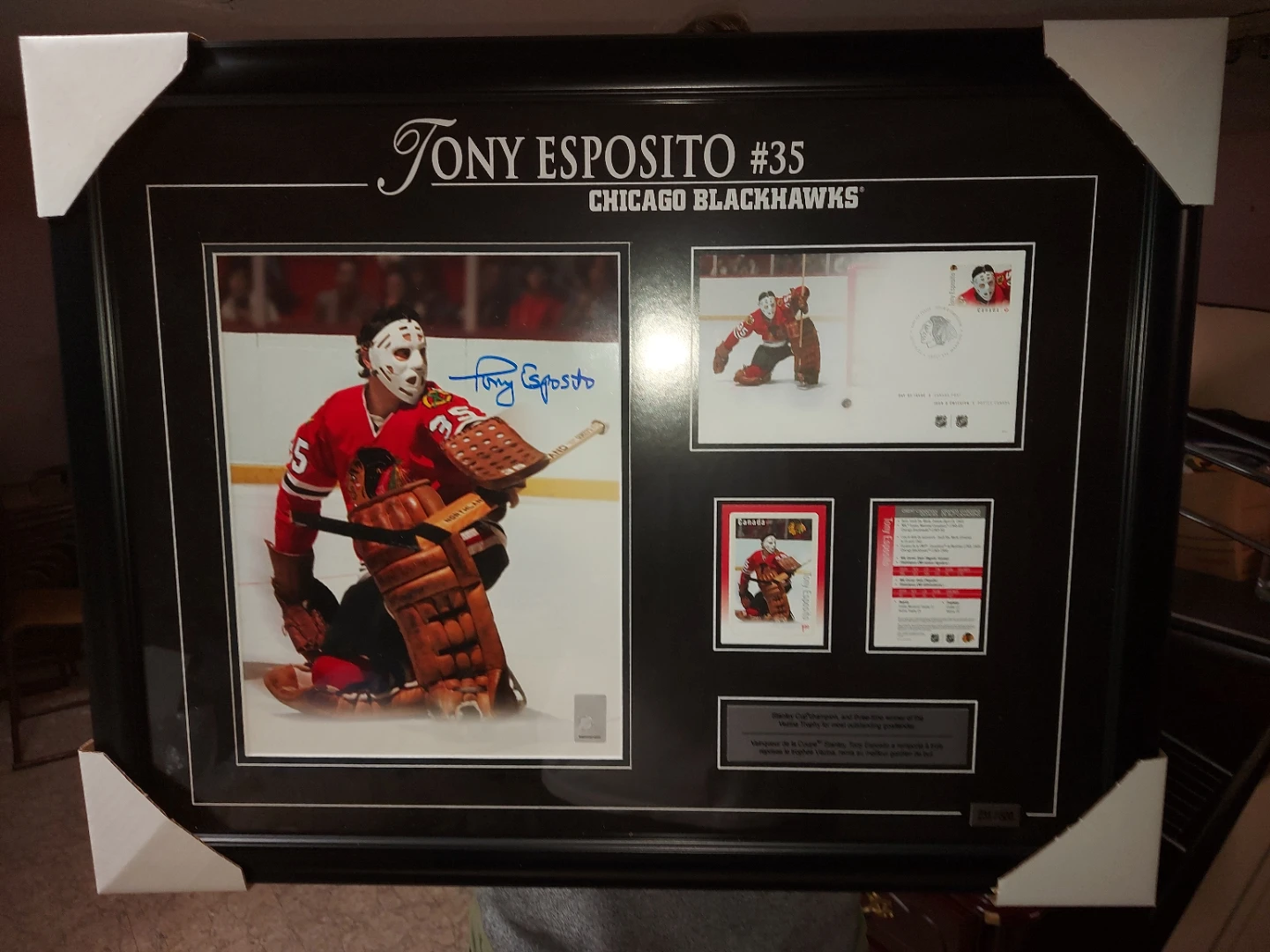 Tony Esposito #35 Framed Blackhawks Memorabilia