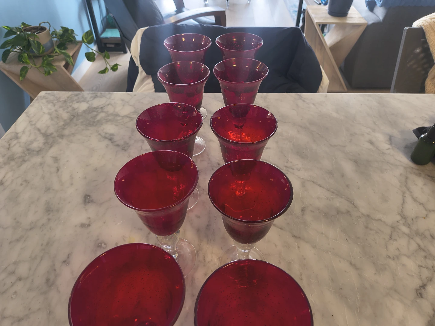 Set of 10 Red Martini Glasses