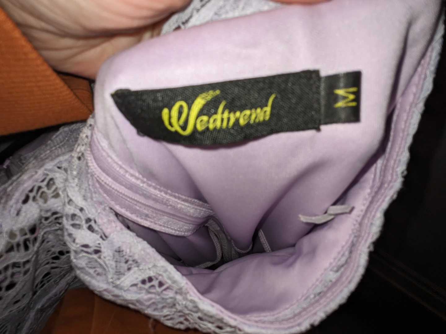 Wedtrend violet long dress with white lace size medium - photo 4