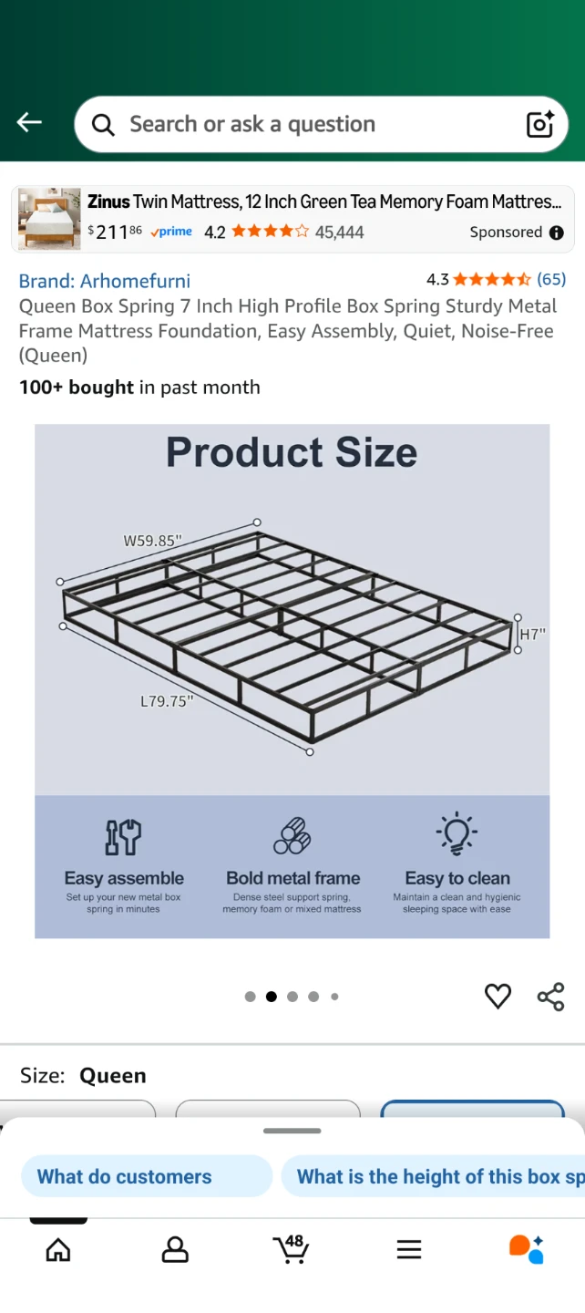 Queen Box Spring 7 inch high