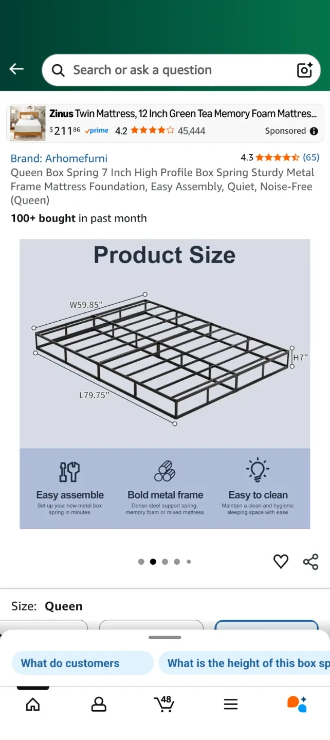 Queen Box Spring 7 inch high