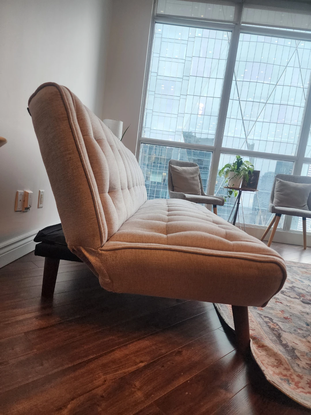 Need it to go ASAP! Structube Grey Tufted Futon Sofa Bed - photo 5